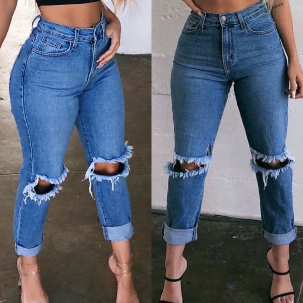 . OOTDFASH Steven High Waist Distressed Denim Jeans - Picture 11 of 16